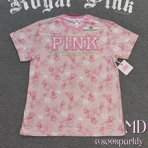 PINK x LoveShackFancy Beaux Icons Floral Bow Short Sleeve Cotton Campus Tee MD